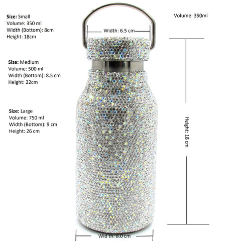 Hand inlaid sparkle Rhinestone and Swarovski crystal water bottle