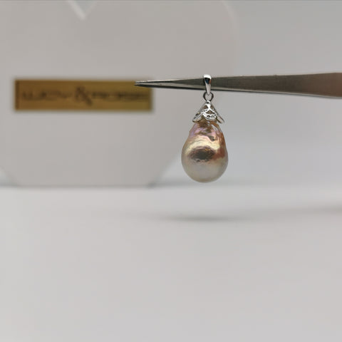 Sterling silver with freshwater baroque pearl pendant