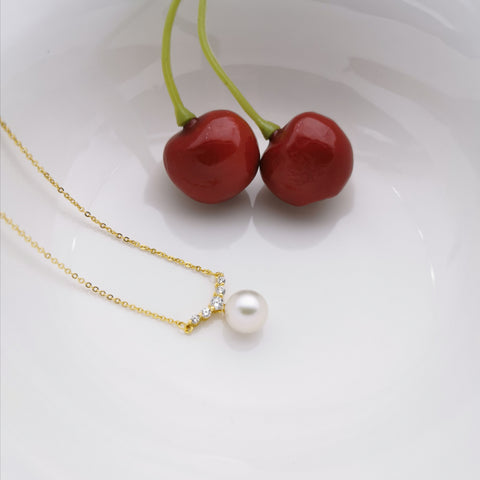 Sterling silver gold rodium plated freshwater pearl necklace