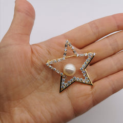 Star+zirconia freshwater pearl brooch