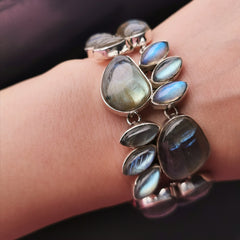 Rainbow Labradorite sterling silver bracelet