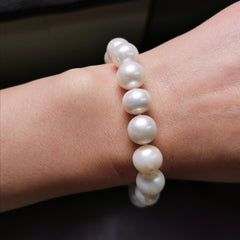 11mm freshwater pearl bracelet with sterling silver gold plated bracelet