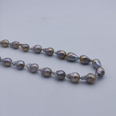 13-14mm purple Baroque pearl with sterling silver clasp necklace
