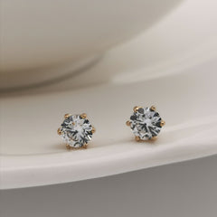 14ct gold plated sterling silver cubic zirconia stud