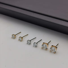 14ct gold plated sterling silver cubic zirconia stud