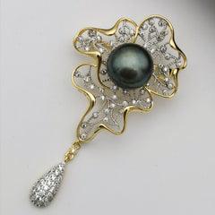 12.5mm luxury freshwater pearl brooch