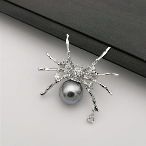 Spider 16mm sea shell pearl brooch