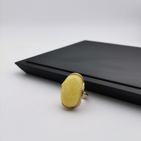 18ct gold plated sterling silver  Baltic Amber Chunky Ring
