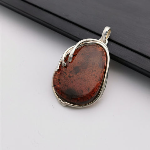 Sterling silver Baltic amber pendant