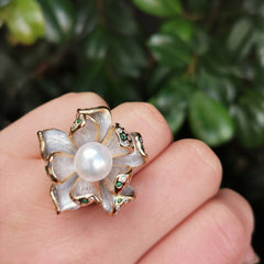 Italy sterling silver setting with freshwater pearl ring