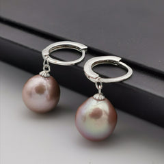 Sterling silver with purple freshwater baroque pearl dangling earring