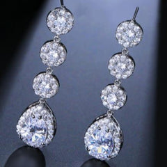 Cubic zirconia sparkle dangling earring
