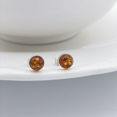 7mm Baltic Amber  stud Earring