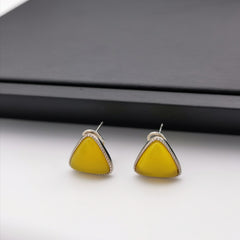 S925 yellow chalcedony stud earring