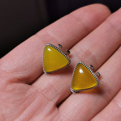 S925 yellow chalcedony stud earring