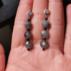 Labradorite with created sapphire earring