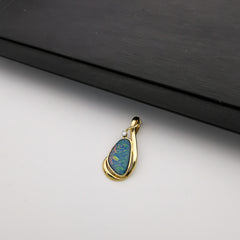 14K gold with diamond Australian opal pendant/enhancer