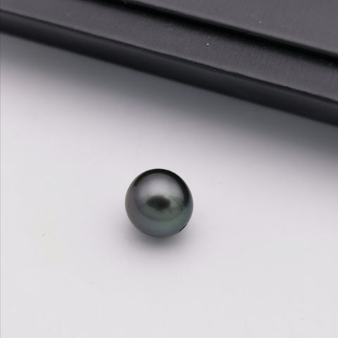 11.2 mm genuine round shape black Tahitian loose pearl full hole drilled