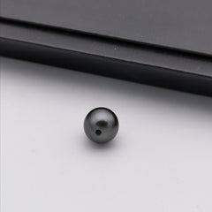 11.2 mm genuine round shape black Tahitian loose pearl full hole drilled