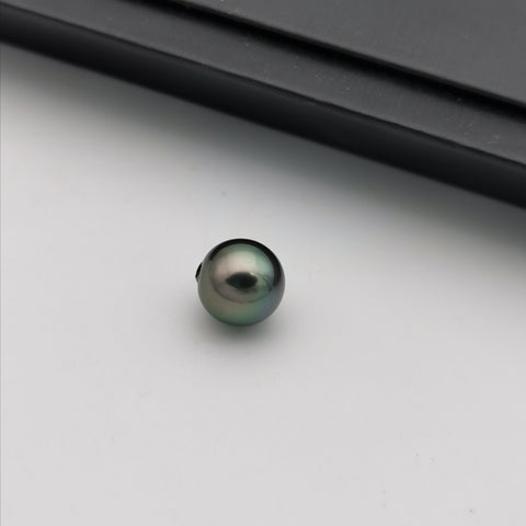 10.48 mm genuine round shape peacock Tahitian loose pearl full hole