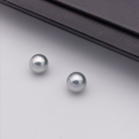 8.17-8.23 mm genuine round shape silver Tahitian loose pearl half hole