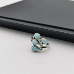 Sterling silver with Larimar ring