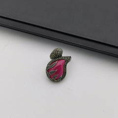 Exclusive sterling silver marcasite created ruby ring