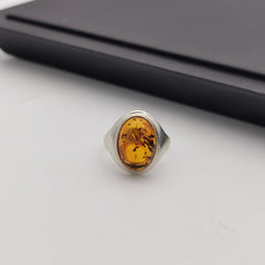 Sterling silver amber ring