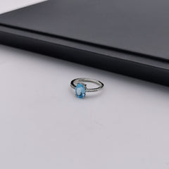 Sterling silver adjustable blue topaz ring