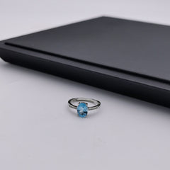 Sterling silver adjustable blue topaz ring