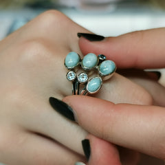Sterling silver with Larimar ring