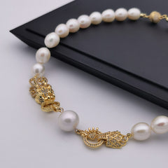 Exclusive dragon freshwater pearl wedding/anniversary necklace