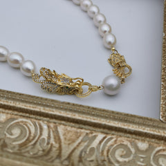 Exclusive dragon freshwater pearl wedding/anniversary necklace