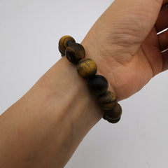Unisex natural matt polished tiger eye bracelet