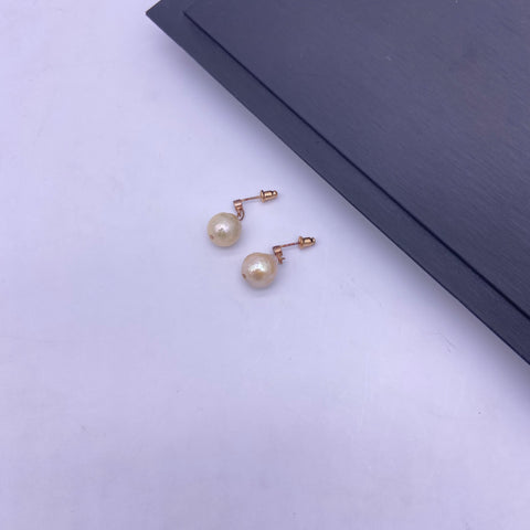 Sterling silver rose gold plated freshwater baroque pearl earrings