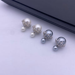 Sterling silver shell pearl studs