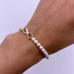 Purity infinity pearl stretch bracelet