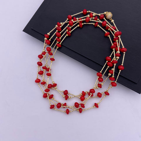 1.92 m magnet clasp coral necklace