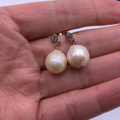 Sterling silver rose gold plated freshwater baroque pearl earrings