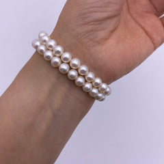 6.5-7mm freshwater pearl with sterling silver charm stretch bracelet