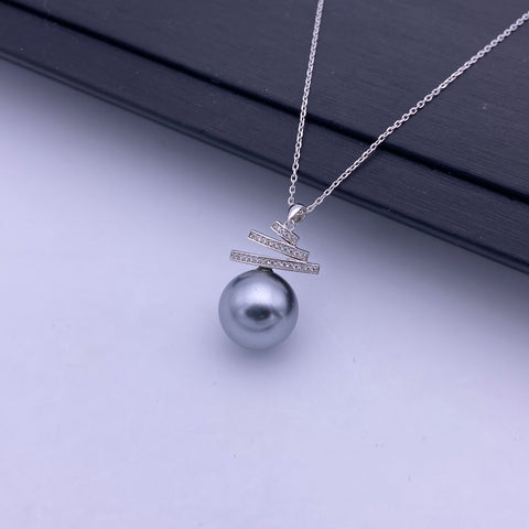 Seashell pearl sterling silver necklace