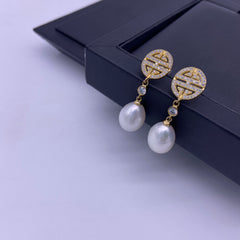 Sterling silver gold plated freshwater pearl earrings