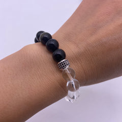 Clear quartz and golden obsidian stretch bracelet