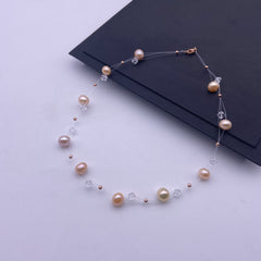 Party/anniversary invisible freshwater pearl with Swarovski necklace