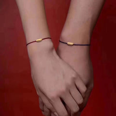 18ct 3D gold lucky rope rice shape adjustable bracelet